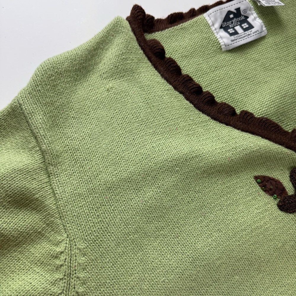 Storybook Knits Sweater Womens Large Green Floral Autumn Serenity Cardigan - Picture 6 of 11